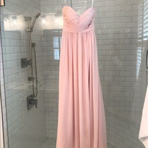 Bill levkoff 1121 petal pink maxi bridesmaid dress